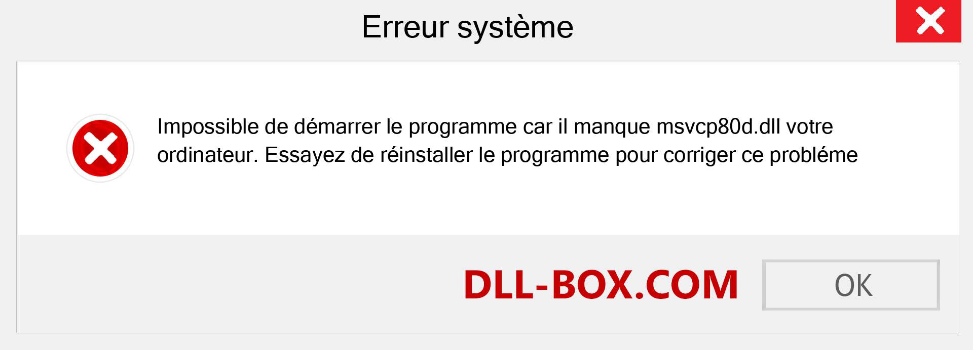 Le fichier msvcp80d.dll est manquant ?. Télécharger pour Windows 7, 8, 10 - Correction de l'erreur manquante msvcp80d dll sur Windows, photos, images